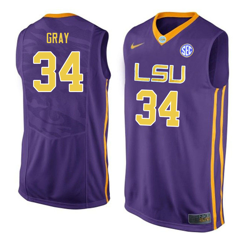 Men #34 Josh Gray LSU Tigers College Basketball Jerseys Sale-Purple